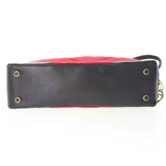 Chanel V Stitch Shoulder Bag Lambskin Navy Blue Red - Picture 3 of 10